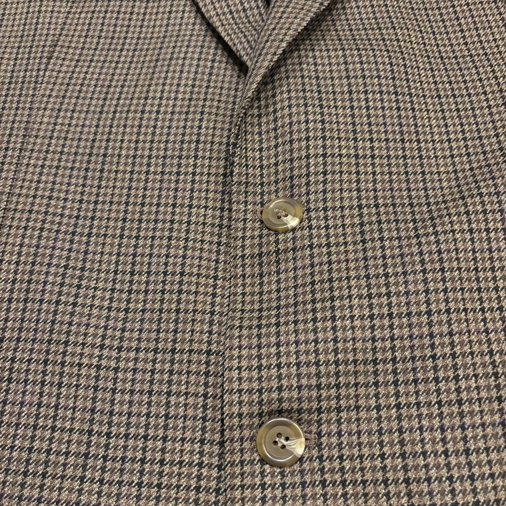 Lauren Ralph Lauren Mens Sport Coat 46L 100% Wool Blazer Houndstooth LRL Brown